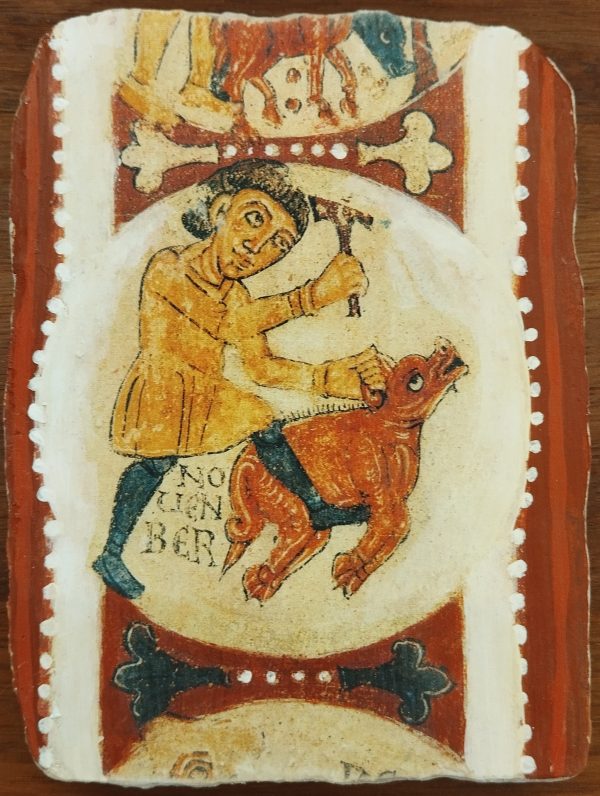 Souvenir mortero decorado de Noviembre, Museo de San Isidoro León